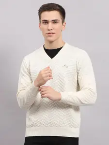 Monte Carlo Men Floral Woollen Pullover with Embroidered Detail