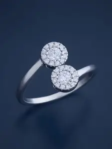 Kushal's Fashion Jewellery Sterling Silver Rhodium-Plated Cubic Zirconia Finger Ring