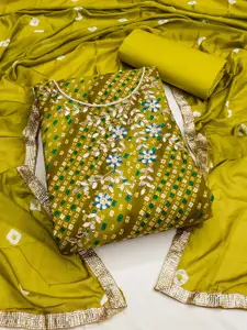 KIMISHA Bandhani Printed Beads and Stones Unstitched Dress Material