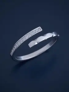 Kushal's Fashion Jewellery  Sterling Silver Rhodium-Plated Cubic Zirconia Finger Ring
