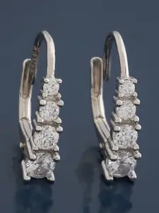 Kushal's Fashion Jewellery Sterling Silver Cubic Zirconia Rhodium-Plated Hoop Earrings