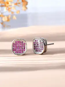 Voylla Rhodium Plated Contemporary American Diamond Studs Earrings