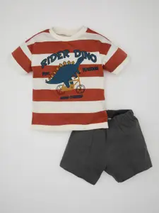 DeFacto Boys Printed Pure Cotton T-shirt with Shorts