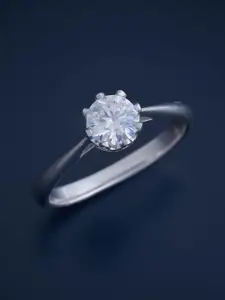 Kushal's Fashion Jewellery Sterling Silver Rhodium-Plated Cubic Zirconia Finger Ring