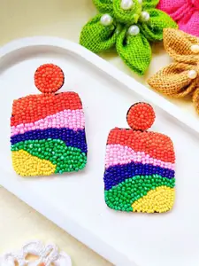 Sangria Artificial Beads Studded Contemporary Drop Earrings