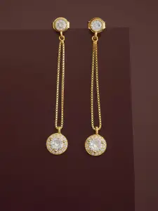 Kushal's Fashion Jewellery  Sterling Silver Cubic Zirconia Gold-Plated Drop Earrings