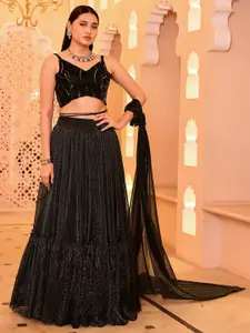 PURVAJA Embellished Sequinned Ready to Wear Lehenga & Unstitched Blouse With Dupatta