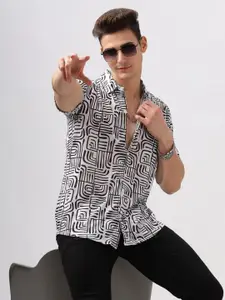 BULLMER Men Abstract Printed Cotton Casual Shirt