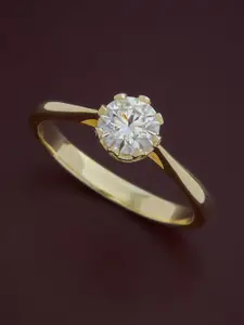 Kushal's Fashion Jewellery Sterling Silver Gold-Plated Cubic Zirconia Finger Ring