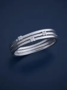 Kushal's Fashion Jewellery Sterling Silver Cubic Zirconia Rhodium-Plated Finger Ring