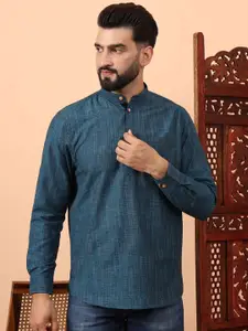 Latest Chikan Garments Striped Mandarin Collar Straight Short Kurta