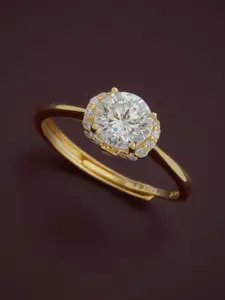 Kushal's Fashion Jewellery Sterling Silver Gold-Plated Cubic Zirconia Finger Ring