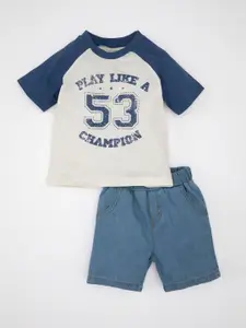 DeFacto Boys Printed Pure Cotton T-shirt with Shorts