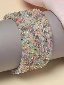 Sangria Set Of 12 Crystal Studded Bangle