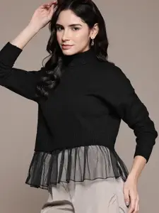 The Roadster Lifestyle Co. Frilled Hem Turtle Neck Pullover