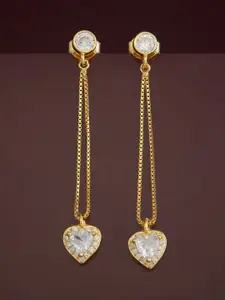 Kushal's Fashion Jewellery  Sterling Silver Cubic Zirconia Gold-Plated Drop Earrings