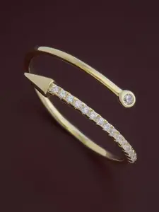 Kushal's Fashion Jewellery Sterling Silver Cubic Zirconia Gold-Plated Finger Ring
