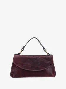 Abelardo De Moda Textured Leather Structured Satchel with Fringed