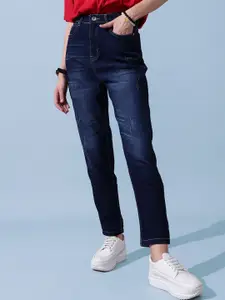 STREET 9 Women Comfort Slim Fit Low Distress Light Fade Jeans