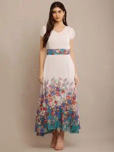 Raabta Fashion Floral Print Georgette Maxi Dress