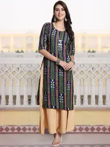 7Threads Floral Printed Straight Kurta