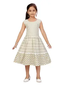 BAESD Girls Printed Cotton Fit & Flare Midi Dress