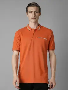 Louis Philippe Jeans Men Solid Polo Collar Cotton Slim Fit T-Shirt