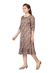 BAESD Girls Ethnic Motif A-Line Midi Dress