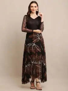 Raabta Fashion Floral Print Georgette Maxi Dress