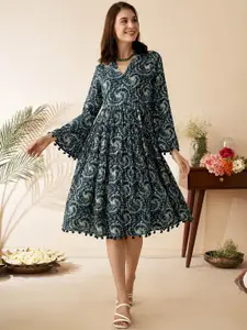 Anouk Tie and Dye Printed Midi Ethnic Dresses