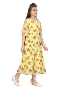 BAESD Girls Floral Printed Fit & Flare Midi Dress