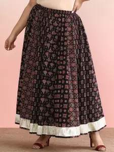anayna Printed Pure Cotton Flared Plus Size Maxi Skirt