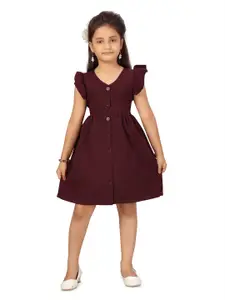 BAESD Girls Flutter Sleeve  Fit & Flare Dress
