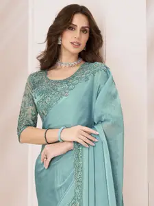 Mitera Embellished Sequinned Pure Georgette Saree