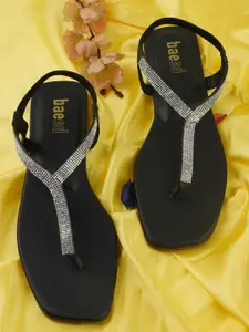 BAESD Women Embellished T-strap Backstrap Flats