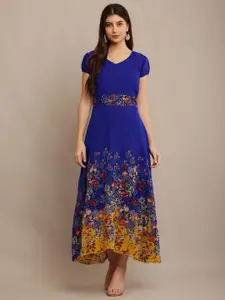 Raabta Fashion Floral Print Georgette Maxi Dress