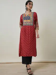 Soch Geometric Printed Notch Neck Straight Kurta