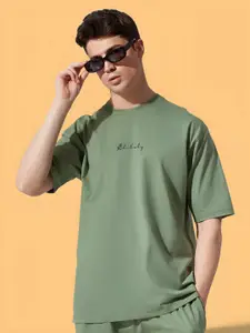 Elibolz Men Graphic Printed Round Neck Cotton Oversized T-Shirt