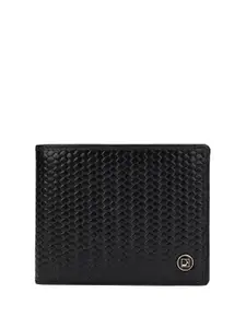 Da Milano Men Geometric Textured Leather Two Fold Wallet