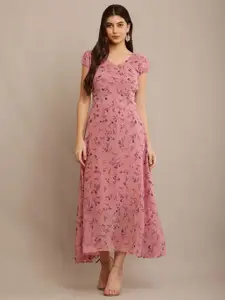 Raabta Fashion Floral Print Georgette Maxi Dress