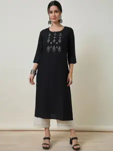 Soch Ethnic Motifs Embroidered Round Neck Straight Kurta
