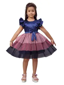 BAESD Girls Flutter Sleeve Net Fit & Flare Dress