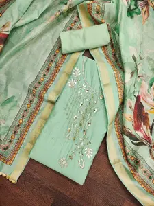 KIMISHA Floral Beads and Stones Embellished Unstitched Dress Material