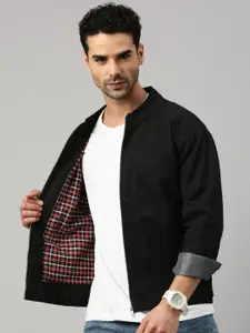 VOXATI Men Camouflage Checked Tailored Jacket with Patchwork