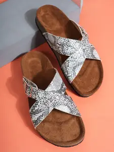 MOZAFIA Women Printed Open Toe Flats