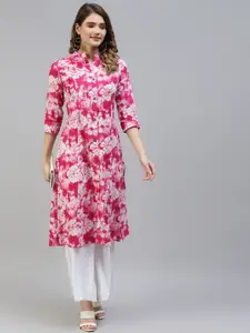 KALINI Dyed Mandarin Collar Cotton Straight Kurta