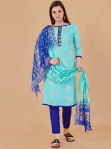 LADY SHOPI Floral Woven Design Sequinned Unstitched Dress Material