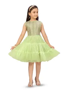 BAESD Girls Net Fit & Flare Tiered Dress
