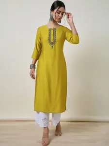Soch Yoke Design Round Neck Straight Kurta