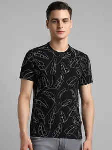 SIMON CARTER LONDON Men Abstract Printed Round Neck Cotton Slim Fit T-Shirt